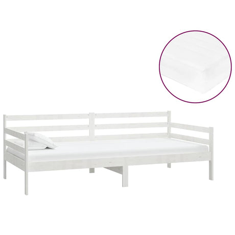 Vidaxl slaapbank met matras massief grenenhout wit 90x200 cm