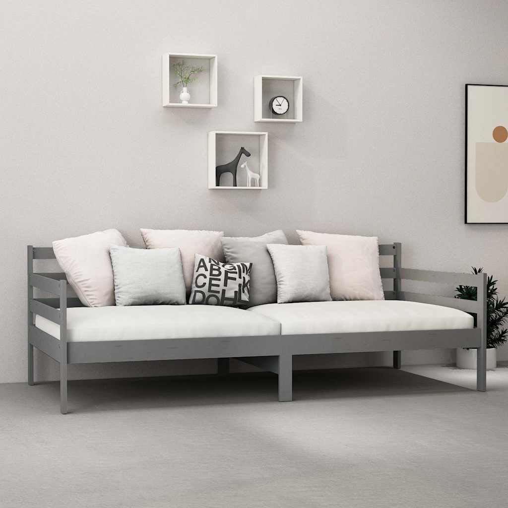 Vidaxl slaapbank met matras massief grenenhout grijs 90x200 cm