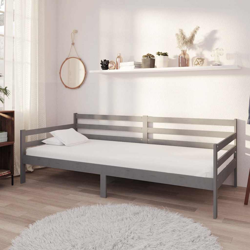 Vidaxl slaapbank met matras massief grenenhout grijs 90x200 cm
