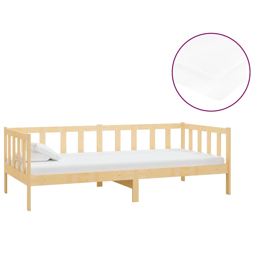 Vidaxl slaapbank met matras massief grenenhout 90x200 cm
