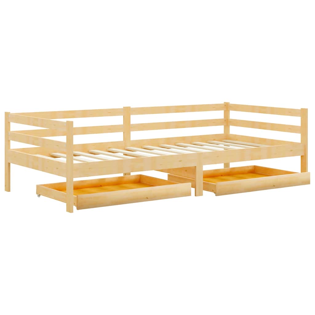 Vidaxl slaapbank met lades massief grenenhout 90x200 cm