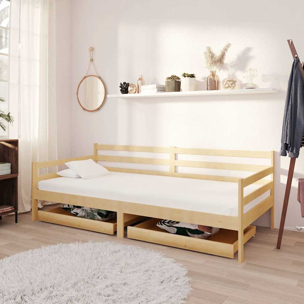Vidaxl slaapbank met lades massief grenenhout 90x200 cm