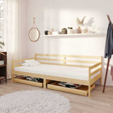 Vidaxl slaapbank met lades massief grenenhout 90x200 cm