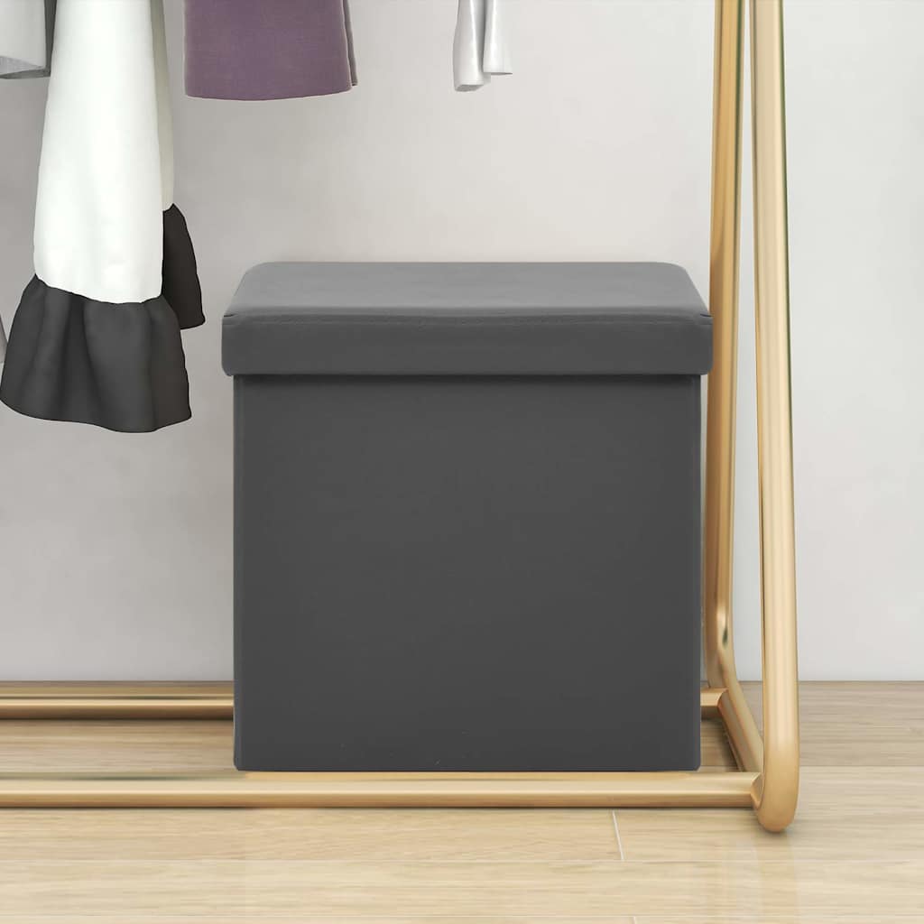 Vidaxl opbergkruk inklapbaar pvc grijs