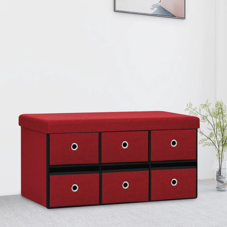 Vidaxl opbergbank inklapbaar 76x38x38 cm kunstlinnen wijnrood