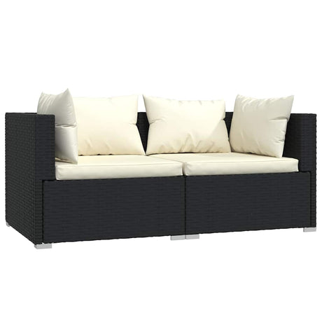 Vidaxl 3-delige loungeset met kussens poly rattan zwart