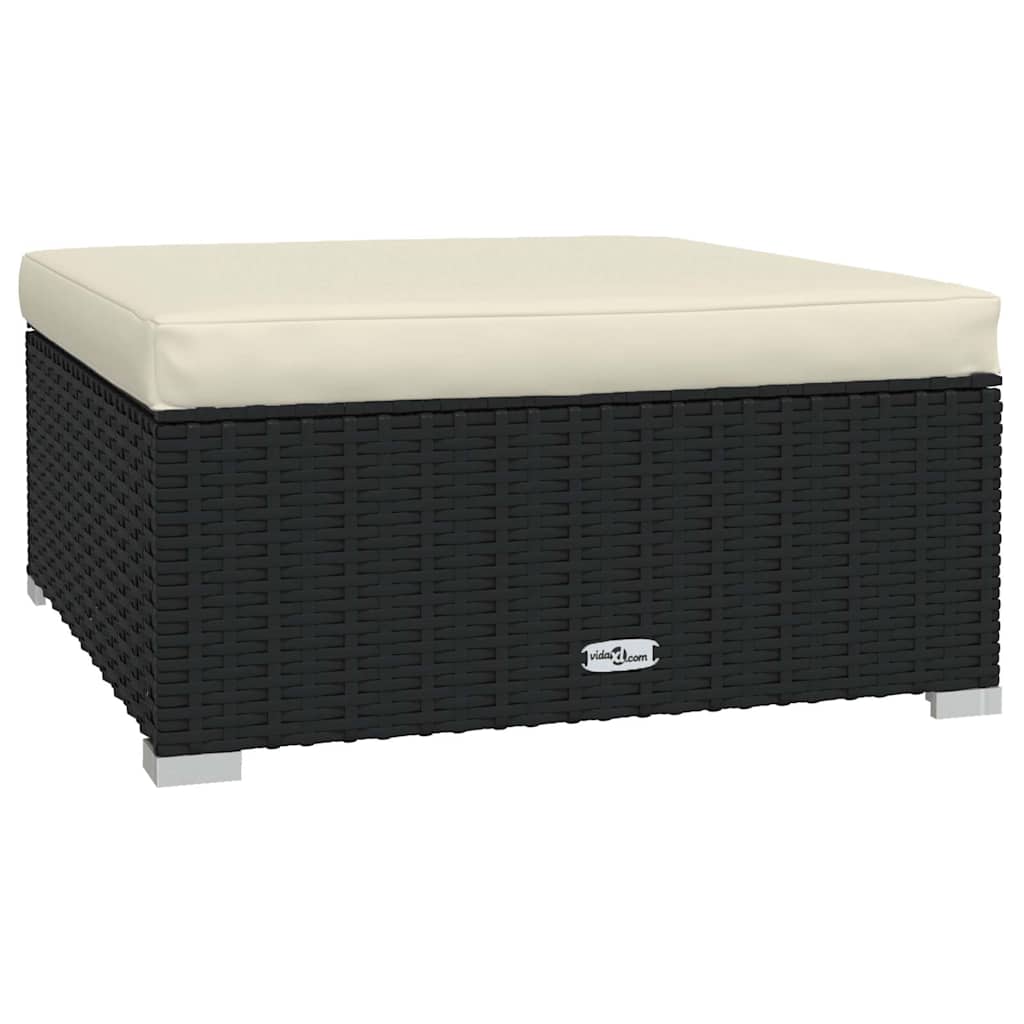 Vidaxl voetensteun met kussen 70x70x30 cm poly rattan zwart