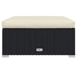 Vidaxl voetensteun met kussen 70x70x30 cm poly rattan zwart