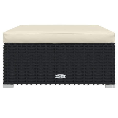 Vidaxl voetensteun met kussen 70x70x30 cm poly rattan zwart