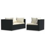 Vidaxl 3-delige loungeset met kussens poly rattan zwart