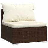 Vidaxl driezitsbank met kussens poly rattan bruin
