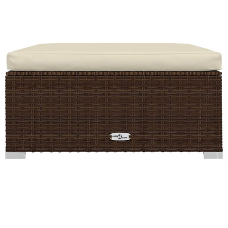 Vidaxl voetensteun met kussen 70x70x30 cm poly rattan bruin
