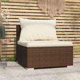 Vidaxl tuinmiddenbank met kussens poly rattan bruin