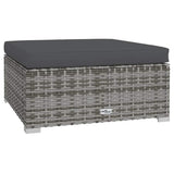 Vidaxl tuinvoetenbank met kussen 70x70x30 cm poly rattan grijs