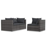Vidaxl 3-delige loungeset met kussens poly rattan grijs