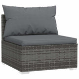 Vidaxl driezitsbank met kussens poly rattan grijs