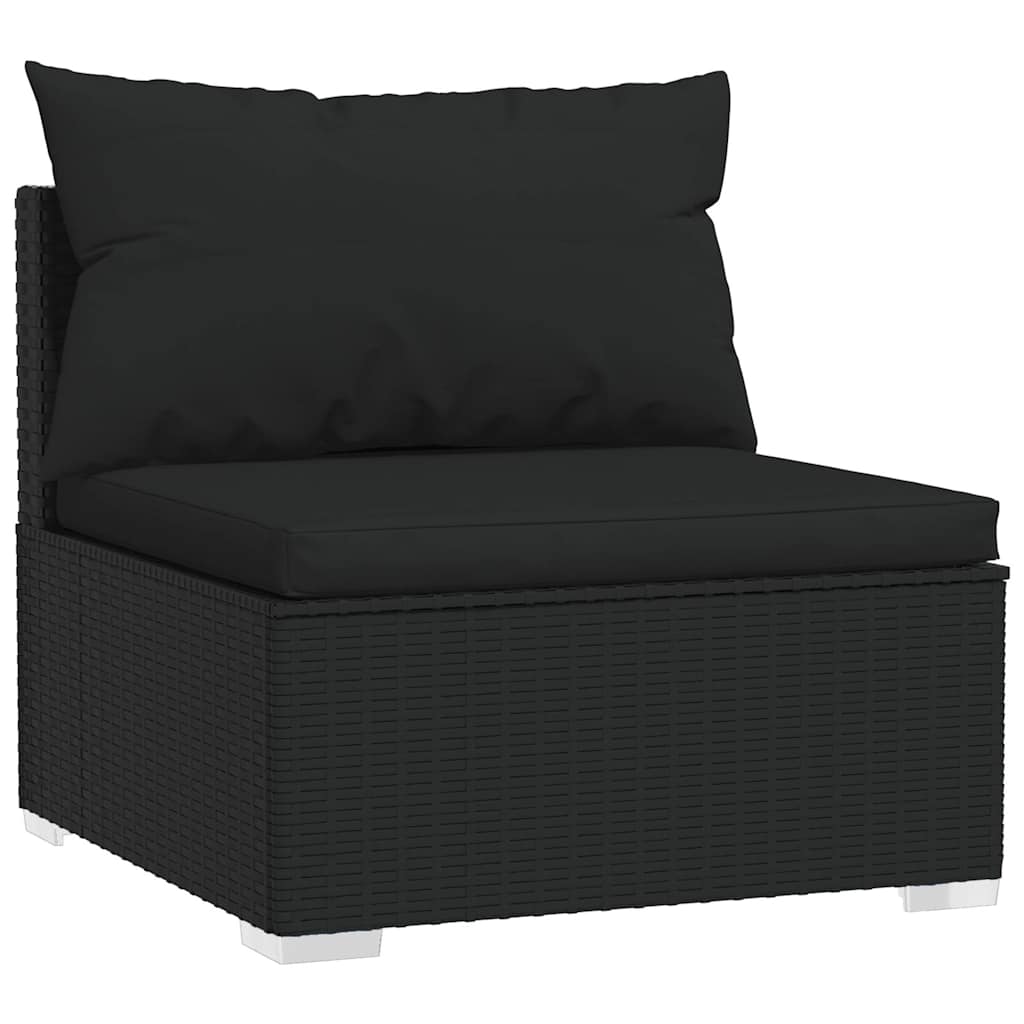 Vidaxl 4-delige loungeset met kussens poly rattan zwart