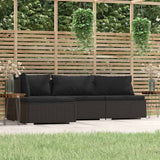 Vidaxl 4-delige loungeset met kussens poly rattan zwart
