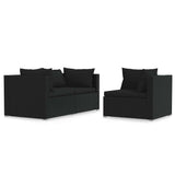 Vidaxl 3-delige loungeset met kussens poly rattan zwart
