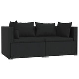 Vidaxl 3-delige loungeset met kussens poly rattan zwart