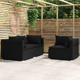 Vidaxl 3-delige loungeset met kussens poly rattan zwart