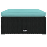 Vidaxl tuinvoetenbank met kussen 70x70x30 cm poly rattan zwart