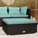Vidaxl tuinvoetenbank met kussen 70x70x30 cm poly rattan zwart