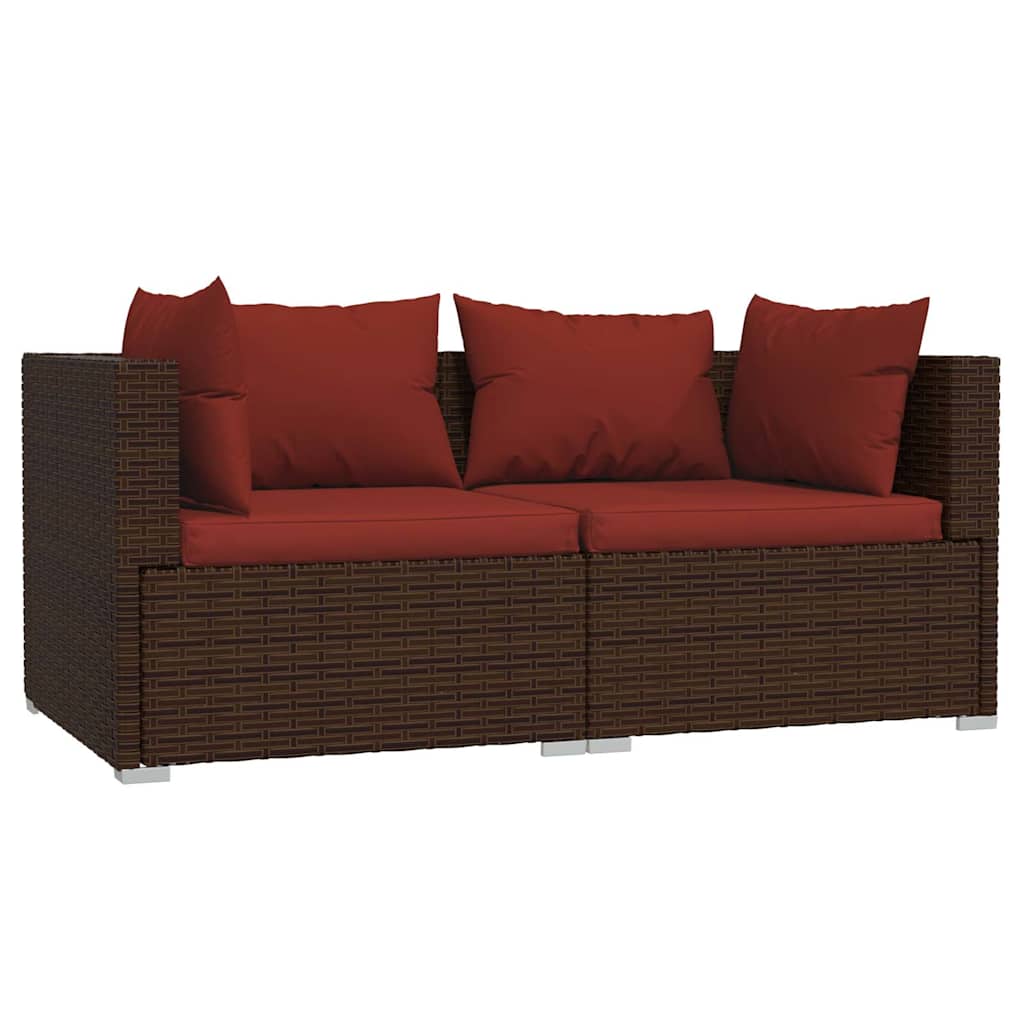 Vidaxl 3-delige loungeset met kussens poly rattan bruin