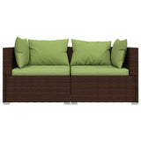 Vidaxl bank 2-zits met kussens poly rattan bruin