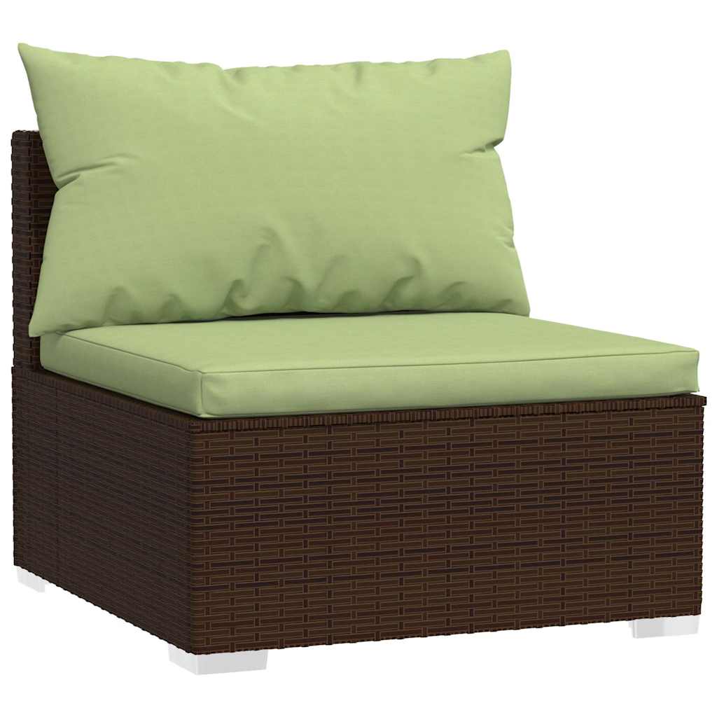 Vidaxl bank 3-zits met kussens poly rattan bruin