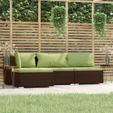 Vidaxl 4-delige loungeset met kussens poly rattan bruin