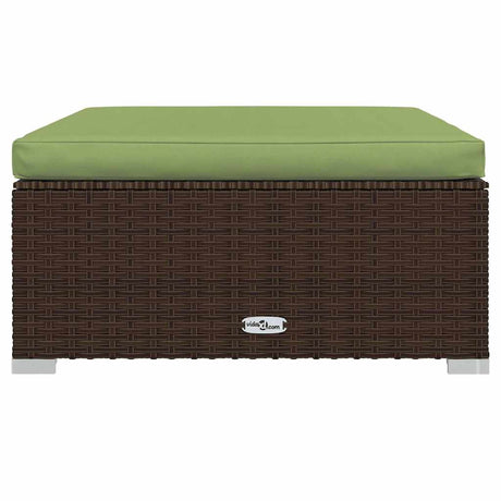 Vidaxl tuinvoetenbank met kussen 70x70x30 cm poly rattan bruin