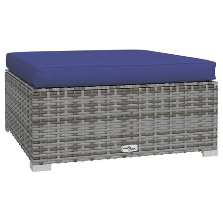 Vidaxl tuinvoetenbank met kussen 70x70x30 cm poly rattan grijs