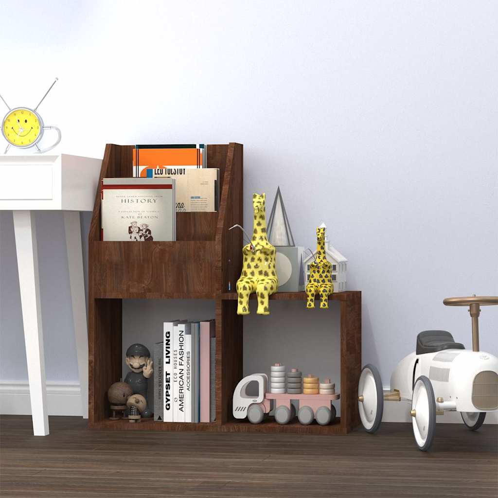 Vidaxl kindertijdschriftenrek 71x30x78,5 cm bewerkt hout bruineiken
