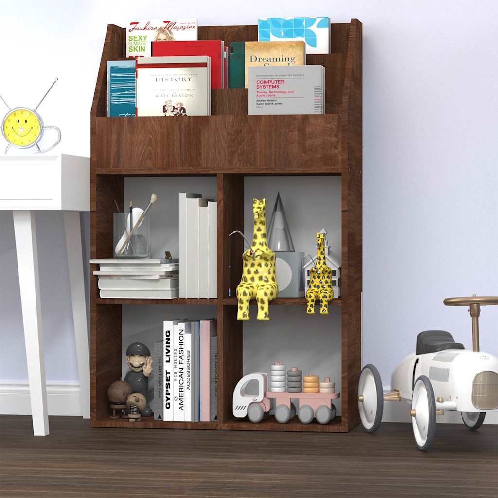 Vidaxl kindertijdschriftenrek 71x30x114 cm bewerkt hout bruineiken