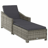 Vidaxl ligbed met donkergrijs kussen poly rattan grijs