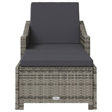 Vidaxl ligbed met donkergrijs kussen poly rattan grijs