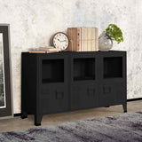 Vidaxl dressoir industrieel 105x35x62 cm metaal en glas zwart
