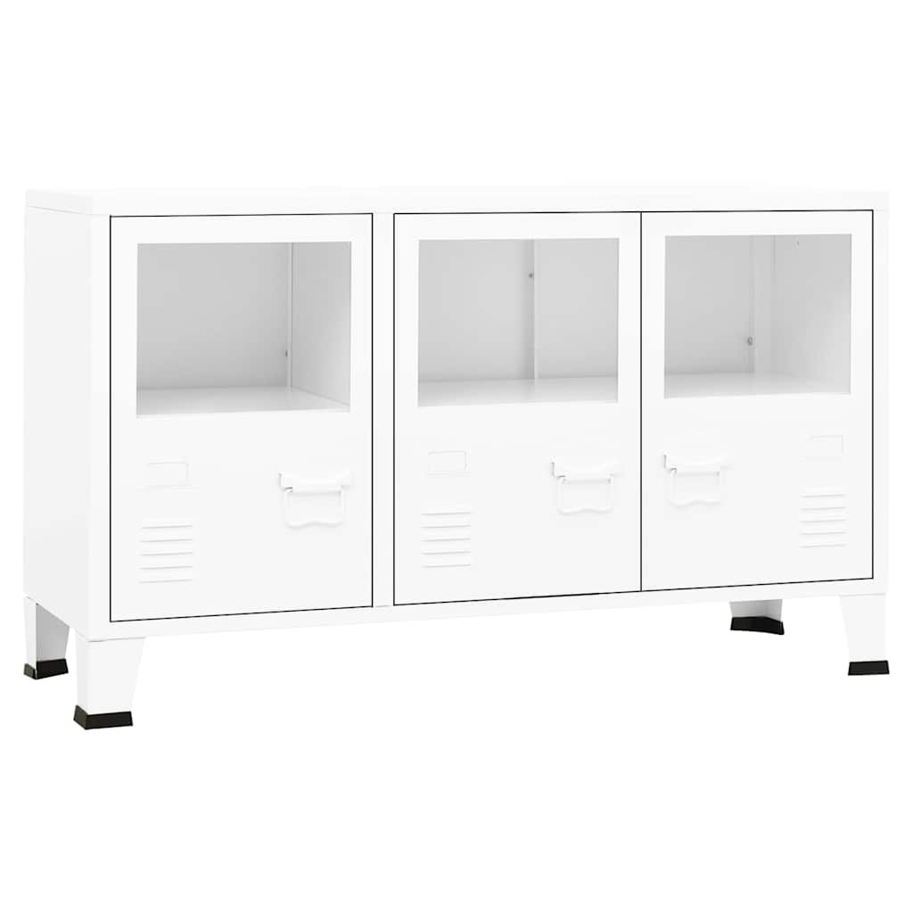 Vidaxl dressoir industrieel 105x35x62 cm metaal en glas wit