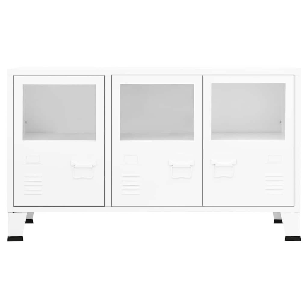 Vidaxl dressoir industrieel 105x35x62 cm metaal en glas wit