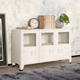 Vidaxl dressoir industrieel 105x35x62 cm metaal en glas wit