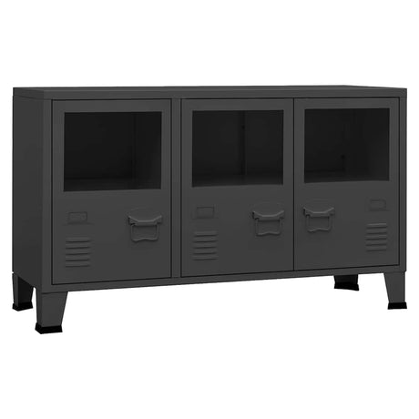 Vidaxl dressoir industrieel 105x35x62 cm metaal en glas antracietkleur