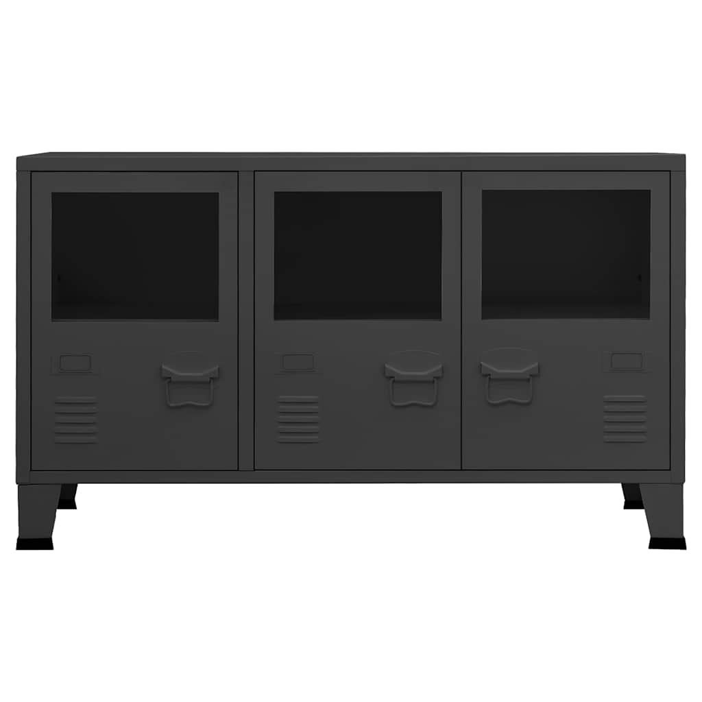 Vidaxl dressoir industrieel 105x35x62 cm metaal en glas antracietkleur