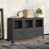 Vidaxl dressoir industrieel 105x35x62 cm metaal en glas antracietkleur