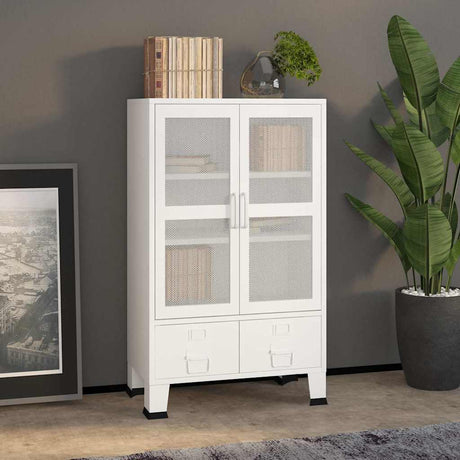 Vidaxl opbergkast industrieel 70x40x115 cm metaal wit