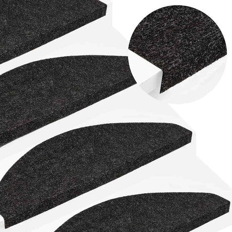 Vidaxl Treppenmatten Selbstadhäsiv 15 ST 56x17x3 cm Schwarz