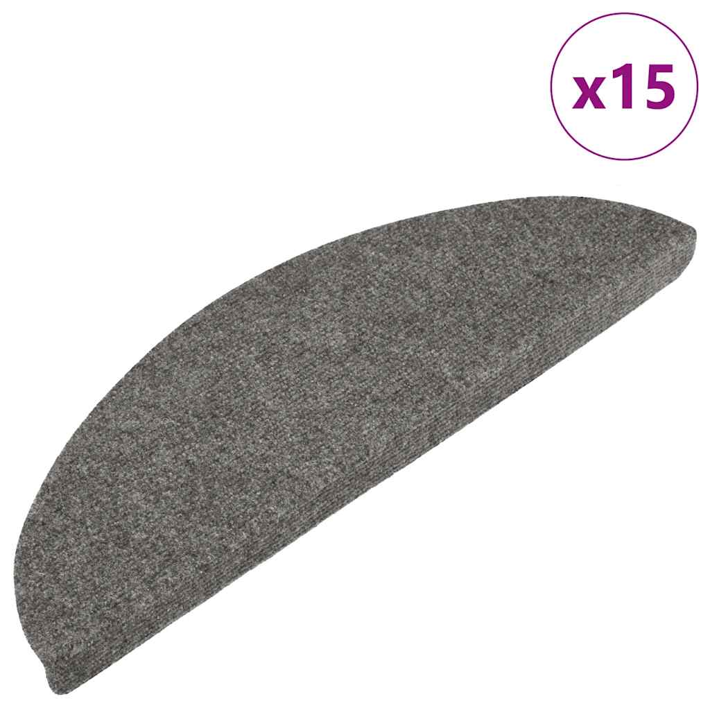 Vidaxl Treppenmatten Selbstadhäsiv 15 ST 56x17x3 cm Grau