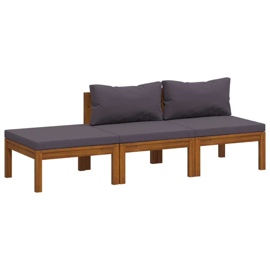 Vidaxl 3-delige loungeset met kussens massief acaciahout