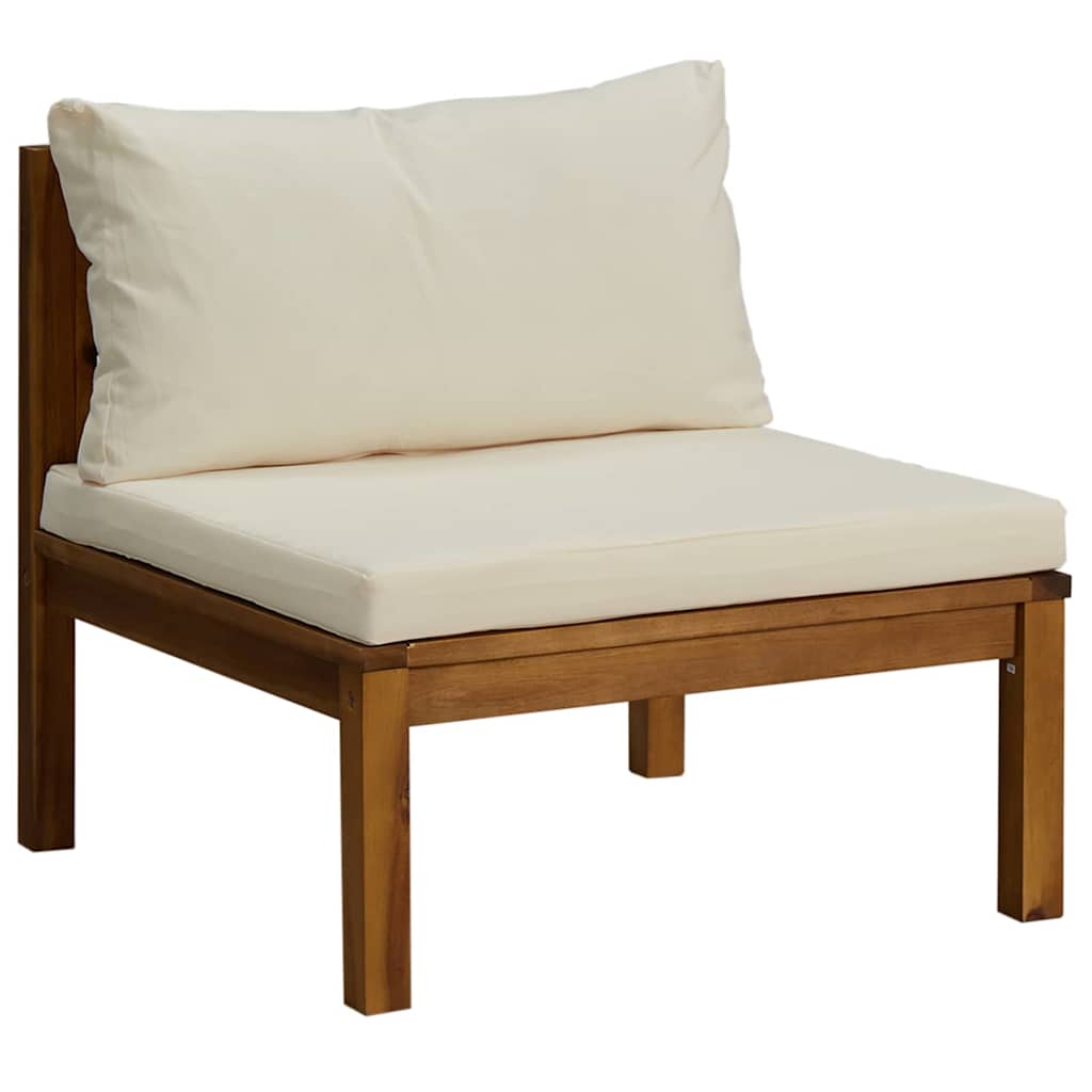 Vidaxl 3-delige loungeset met crèmekleurige kussens massief acaciahout