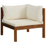Vidaxl 3-delige loungeset met crèmekleurige kussens massief acaciahout
